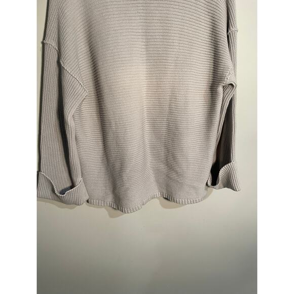Free People Gray Cotton Chunky Knit Oversized Sweater Size Small - Picture 7 of 9